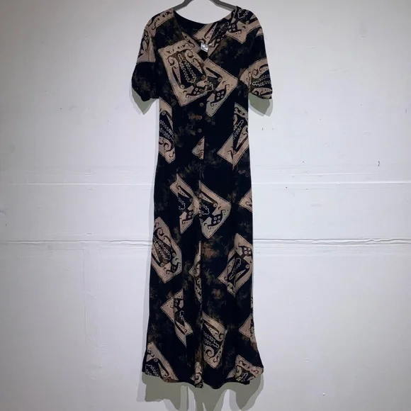 Vintage Black and cream super wide leg jumpsuit - Picture 1 of 13